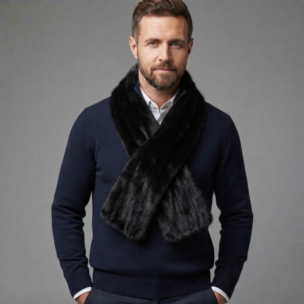 Mink Fur Scarf | Hand-Knitted Accessory