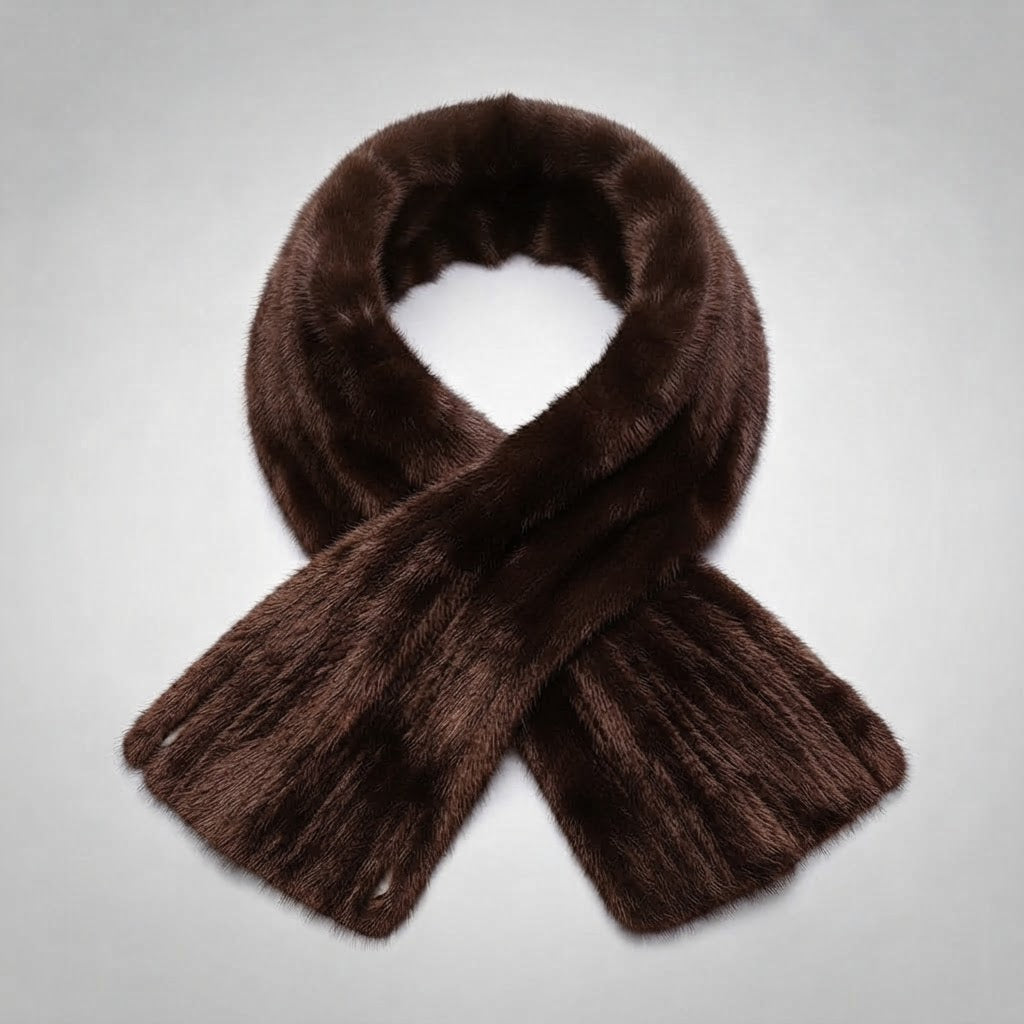 Mink Fur Scarf | Hand-Knitted Accessory